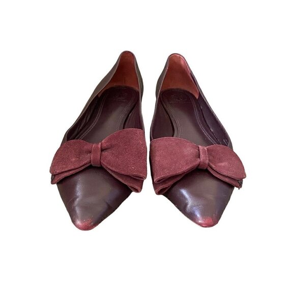 Tory Burch Rosalind Purple Leather Bow Ballet Flats Shoes Women’s Size 8 M 44412 - Picture 2 of 8
